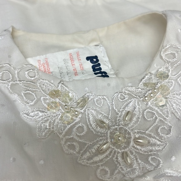Vintage 3 Month White Baptism Christening 3-Piece Dress Cape Bonnet Sweet‎ Lace - Picture 12 of 12